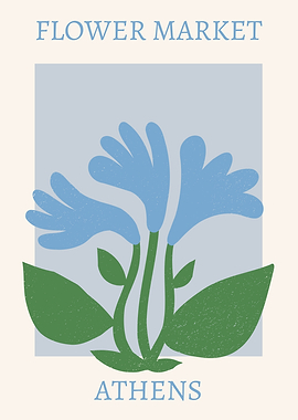 Flower Market Athens Minimalist Art Print