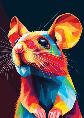 Colorful Geometric Rat Portrait
