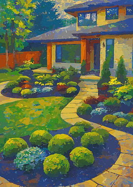 House with Garden Painting