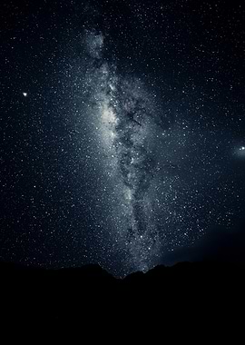 Milky Way over Dark Mountain Silhouette