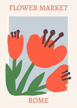 Flower Market Rome Art Print