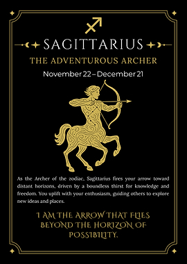 Sagittarius Zodiac Star Sign Adventurous Archer with Golden Centaur