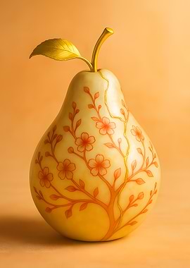 Decorative Pear with Floral Design