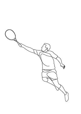 Tennis Player Minimalist Line Art
