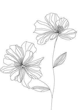Floral Minimalist Line Art with Two Flowers