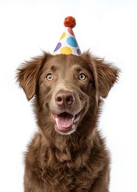 Happy Birthday Chesapeake Bay Retriever Dog with Party Hat