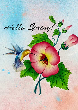 Hello Spring Floral Watercolor