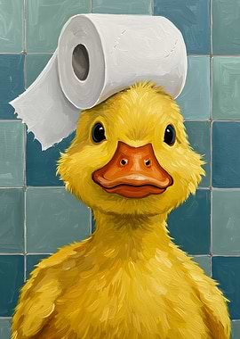Duckling with Toilet Paper Hat
