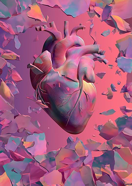 Abstract Heart with Shattered Pieces