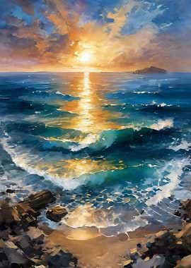 Ocean Sunset Painting