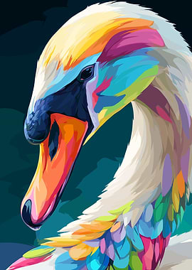 Colorful Swan Portrait