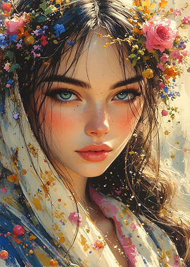 Floral Crowned Woman Portrait