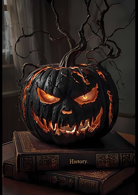Dark Halloween Pumpkin on Books