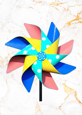 Colorful Pinwheel on Marble Background