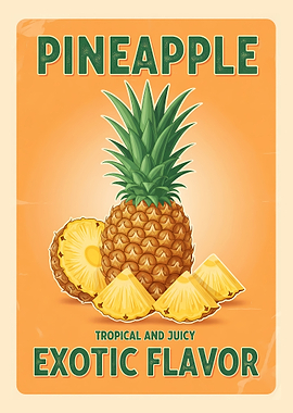 Pineapple Exotic Flavor Vintage Poster