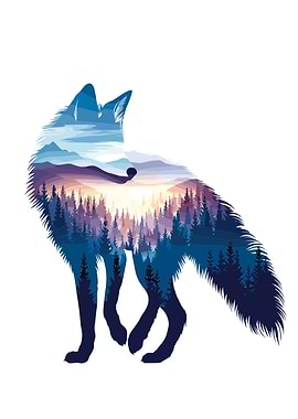 Fox Silhouette Landscape