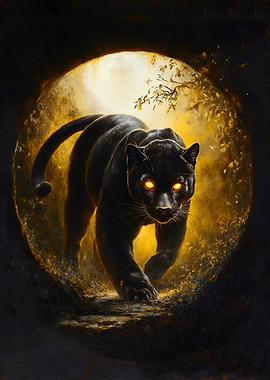 Black Panther with Glowing Eyes