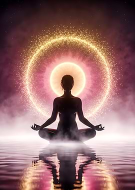 Meditating Figure with Golden Aura