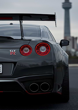Gray Nissan GT-R Rear