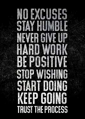 Motivational Text Art on Black Background