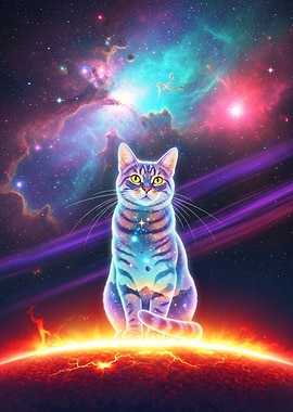 Cosmic Nebula Cat on Surface of the Sun