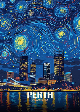 Perth Australia Starry Night Cityscape