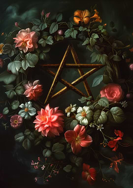 Floral Pentagram Wreath