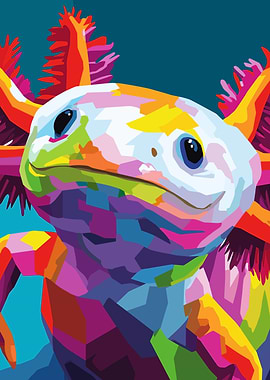 Colorful Axolotl Pop Art Portrait