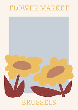 Flower Market Brussels Minimalist Art Print