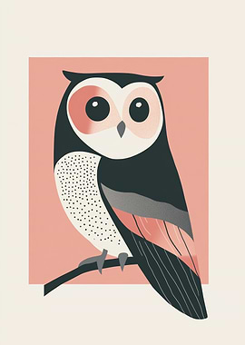 Stylized Owl Illustration on Branch