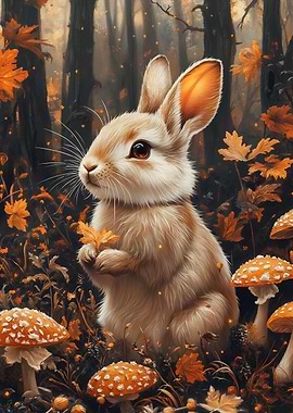 Autumnal Rabbit with Mushrooms