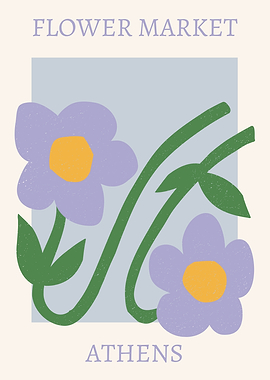 Flower Market Athens Minimalist Art Print