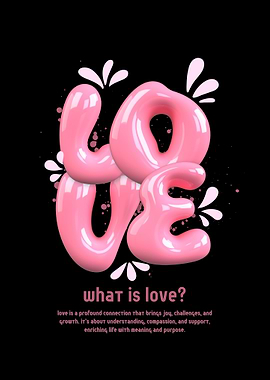 Pink Love Text on Black Background