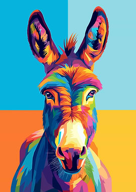 Colorful Donkey Pop Art Portrait