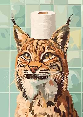 Lynx with Toilet Paper Hat