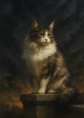 Majestic Norwegian Forest Cat Portrait