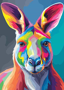 Colorful Kangaroo Portrait