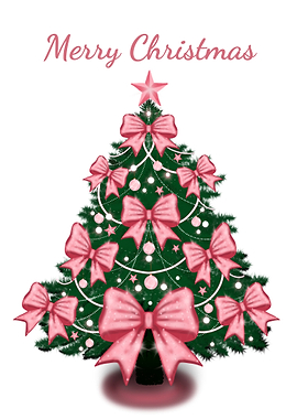 Christmas Tree with Pink Bows