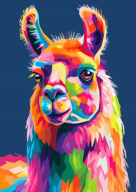 Colorful Llama Portrait