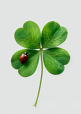 Four-leaf clover with ladybug