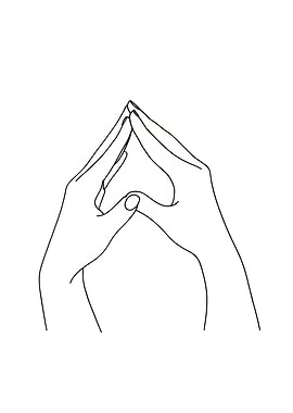 Hands Forming Triangle, Minimalist Line Art
