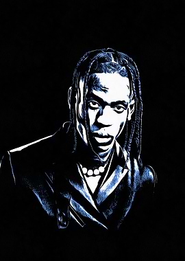 Travis Scott Portrait in Blue