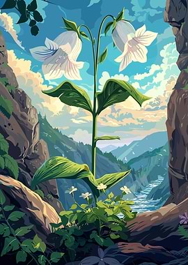 Bellflower in Mountain Landscape Digital Art