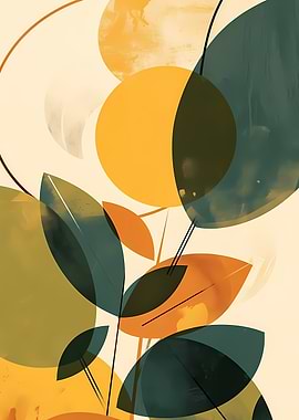 Abstract Leaves and Circles Art