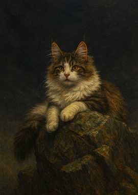 Majestic Cat Portrait on Rock