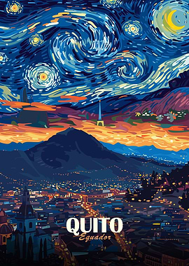 Quito, Ecuador: Starry Night Cityscape