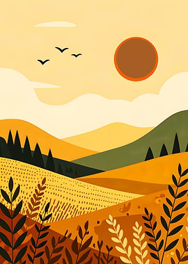 Autumn Landscape Illustration