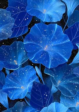 Floral night sky flowers starry lights