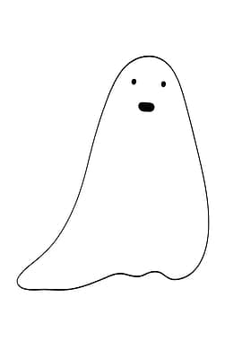Simple White Ghost Minimalist Line Art