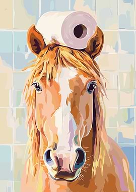 Horse with Toilet Paper on Head